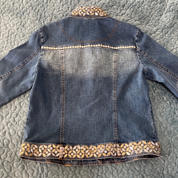Berek by Takako Sakon Denim Jean Jacket Size M Bedazzled Beads Sequins Pre-owned - Picture 6 of 13